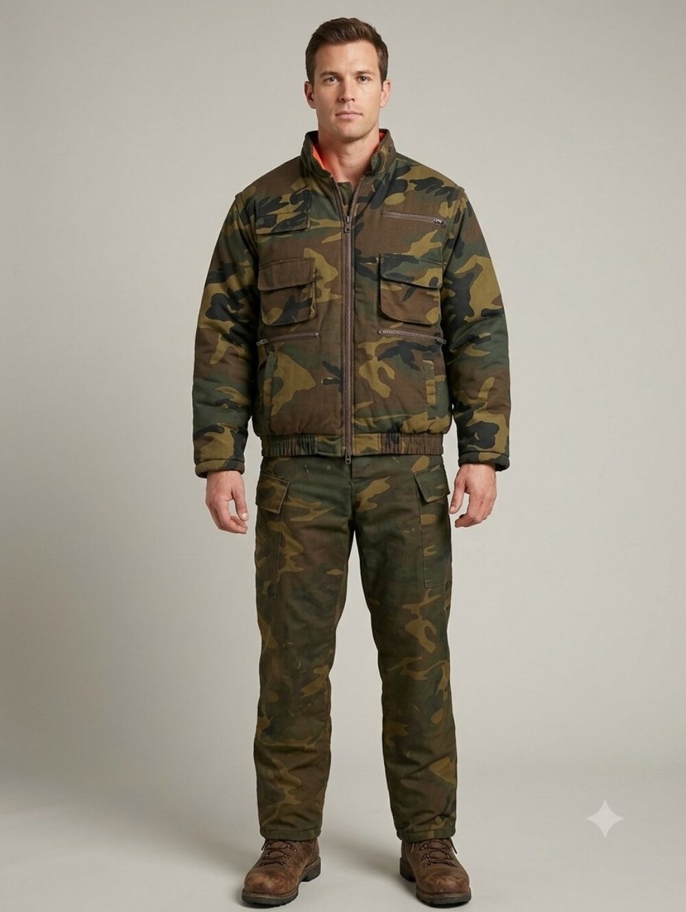 Rare vintage 80's Canadian army cargo pants woodland camouflage lining &…